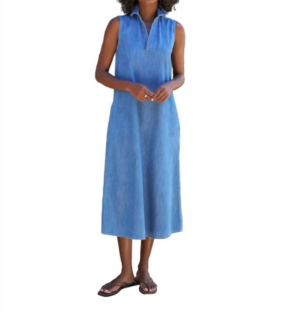 NEW FRANK & EILEEN maxi polo dress in vintage stonewashed indigo
